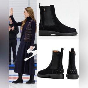 Tod's Chelsea Ankle Boots in Black Suede ASO Kate Middleton -Size 40-New w/box